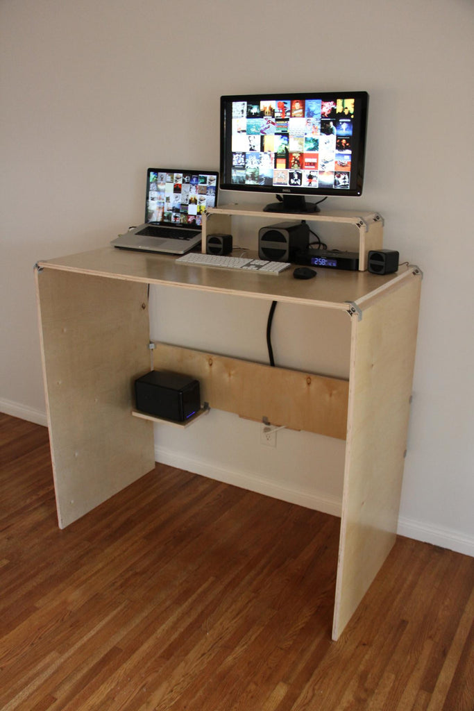 DIY plywood standing desk with PLY90 plywood clip bracket