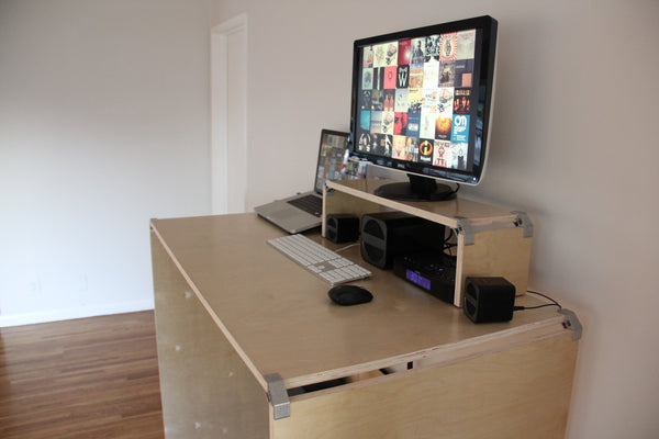 DIY plywood standing desk with PLY90 plywood clip bracket